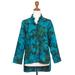 Java Emerald,'Rayon Batik Long Sleeve Teal Hi-Low Button Shirt'