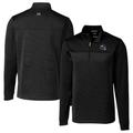 Men's Cutter & Buck Black Minnesota Vikings Traverse Stripe Stretch Quarter-Zip Pullover Top