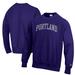 Men's Champion Purple Portland Pilots Reverse Weave Fleece Crewneck Sweatshirt