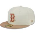 Men's New Era Cream Boston Red Sox Chrome Camel Rust Undervisor 59FIFTY Fitted Hat