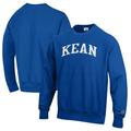 Men's Champion Blue Kean University Cougars Reverse Weave Fleece Crewneck Sweatshirt