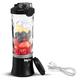 Total Chef Portable Blender, 20 oz (600 mL) Cordless Personal Blender for Smoothies and Shakes, Type-C USB Rechargeable Mini Blender, Leakproof Travel Lid, 6 Stainless Steel Blades (Black)