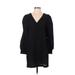 BB Dakota by Steve Madden Casual Dress - Shift V Neck Long sleeves: Black Print Dresses - Women's Size Small