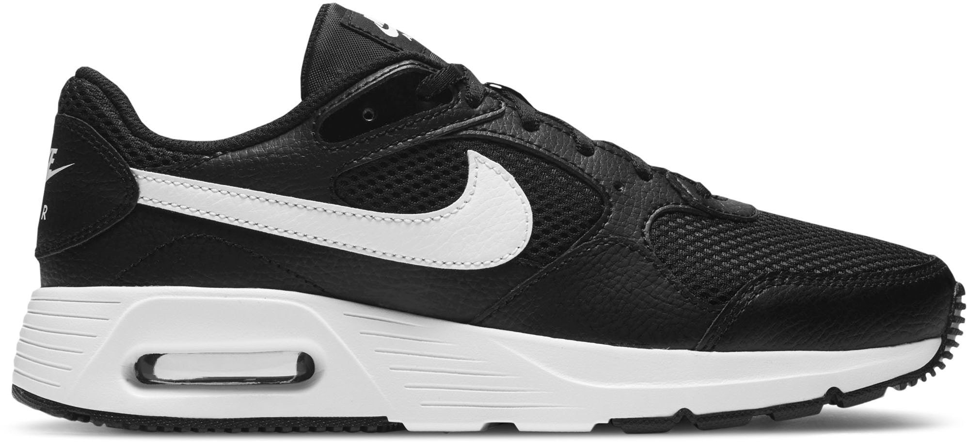 Sneaker NIKE SPORTSWEAR "AIR MAX SC", Gr. 41, schwarz-weiß (schwarz, weiß, textil), Leder, Textil, Sportlich, Schuhe