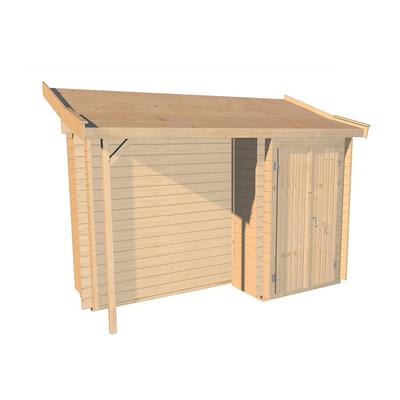 Anbauschrank WEKA, beige (naturbelassen), B:85cm H:210cm T:330cm, Schränke, Anbauschrank mit Schleppdach für klassisches Stecksystem