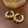 Anthropologie Jewelry | 2 In 1 Hoop Earrings | Color: Gold | Size: 1in