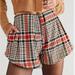 Free People Shorts | Free People “Mayfair” Pleated Plaid Shorts Sz 6 | Color: Black/Red | Size: 6