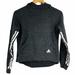 Adidas Tops | Adidas Charcoal Grey Heathered Cropped Logo Hoodie | Color: Black/Gray | Size: Xs