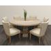 "Benedict 70"" White Round Dining Table with 3 Sets of Howell Chairs - Ivory, Natural Legs - Moti"