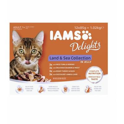 Les Tendances - Iams Delights Katzennassfutter Land & See Collection in Gelee 12 x 85 g Nassfutter Image