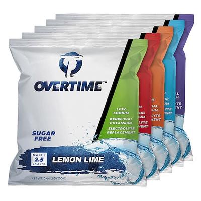 OVERTIME 60-POUCH Electrolyte Drink Mix, 7.05, Mix Powder, Sugar Free, Assorted