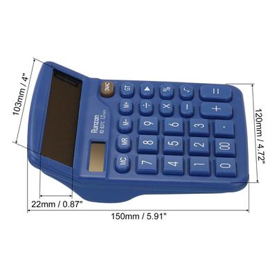 Desk Calculator, 12 Digits Electronic Calculator Solar Battery, Dark Blue