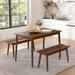 Walnut 3 PCS Wooden Dining Table Set Kitchen Furniture