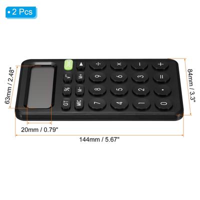 Desk Basic Cute Calculator 2pcs Calculators Battery Powered 12 Digit Black