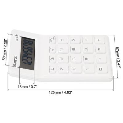 Desk Basic Cute Calculator Battery Powered with 8 Digit Style 2, White