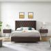 Upholstered Platform Bed Bedroom Set with nightstand