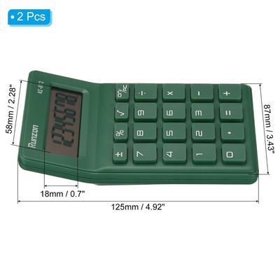 Desk Basic Cute Calculator 2pcs Battery Powered with 8 Digit Style 2, Dark Green