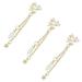 3pcs Nail Zircon Plated Gold Chain Jewelry Pearl Pendant Gold Bow Zircon Chain
