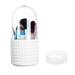 Makeup Brush Holder Organizer with Clear Acrylic Cover Rotating Dustproof Make Up Brushes Container For Vanity Desktop Bathroom Countertopï¼ˆComes with Powder puff boxï¼‰