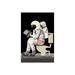 iCanvas Moon Astronaut On The Toilet Print On Acrylic Glass Plastic/Acrylic in Black/Gray/White | 24 H x 16 W x 0.25 D in | Wayfair