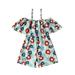 Eyicmarn 4th of July Kids Girls Playsuit Flower Print Ruffles Boat Neck Sleeveless Cami Jumpsuits Summer Casual Clothes Bodysuits Romper