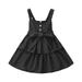 Girls Dresses Summer Toddler Casual Strap Multiple Color Solid Color Sleeveless Button Front Belted Summer Camisole Formal Dress