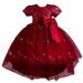 Funicet Baby Girls Summer Dresses O-Neck Sleeveless Embroidery Mesh Gauze Dresses Princess Dresses with Bowknot