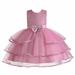 Savings Clearance 2024! Funicet Baby Girls Summer Dresses O-Neck Sleeveless Embroidery Mesh Double Layers Gauze Dresses Princess Dresses with Bowknot