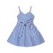 Girls Dresses 2023 Summer New Sleeveless V Neck Stripe Printed Dresses For Girls