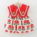 Herrnalise Toddler Baby Girl Summer Dress Sleeveless Bandeau A Line Halter Floral Print Pullover bowknot Beach Dress One Piece Outfits Pleated Short Dresses(6M-4year)Red