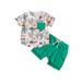 TUOBARR Set Clothes for Toddler Boy Kids Baby Boys Fashion Cute Short Sleeve Cowboy Print Casual Pocket Shorts Suit Green 2-3 Years