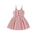 Wassery Toddler Girl Dresses Straps Sleeveless Dress Solid Color Casual Summer Dress Clothes 2T 3T 4T 5T 6T Kids Girls A-line Sundress