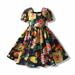 Herrnalise Toddler Baby Girl Summer Dress Floral Print Vintage Pleated Dresses Short Sleeve Top Square Neck A-Line Mid-Length Empire Waist Elastic One Piece Outfit ï¼ˆ1-6Yearsï¼‰Black