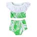 Toddler Baby Girls Two-piece Swimsuit Round Neck Ruffle Sleeveless Swimwear High Waist Swimwear