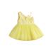 Gwiyeopda Baby Girls Princess Dress One Shoulder Sleeveless Lace Bow Dress Gown Infant Mini Dresses