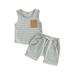 Karuedoo Toddler Baby Boy Summer Outfits Striped Sleeveless Tank Tops and Stretch Casual Shorts Set Newborn Clothes