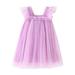 Savings Clearance 2024! Funicet Baby Girls Summer Dresses Square-Neck Cap Sleeve Solid Dresses Mesh Gauze Dresses Casual Pleated Daily Dresses