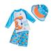 TAIAOJING Toddler Baby Boys Swimsuit Two Piece Swimwear Boys Crab Rash Guards+Hat Sets Bathing Suit 6-7 Years