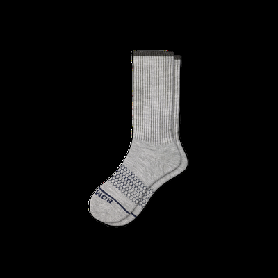Men's Merino Wool Blend Calf Socks - Light Grey Heather - Medium - Bombas