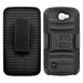 For LG K4 / Spree / VS425 / Optimus Zone 3 Belt Case Shockproof Heavy Duty Rugged Holster Locking Swivel Belt Clip Full Body Case Cover Shell & Kickstand Combo Black