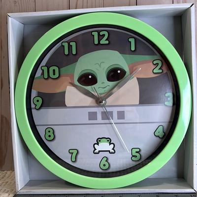 Disney Other | Accutime Watch Star Wars Clock Star Wars Mandalorian Kids Wall Clock | Color: Gray/Green | Size: 9.75”