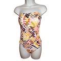 Kate Spade New York Swim | Kate Spade Women's Medium Saturday Swim Suit One Piece Strapless Colorful Checks | Color: Red | Size: M