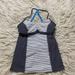 Lululemon Athletica Tops | Lululemon Athletica Tank Top Women’s Gray White Stripe Bra Size 8. Ll | Color: Gray/Tan/White | Size: 8