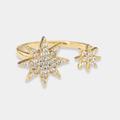 Anthropologie Jewelry | 18k Gold Plated Cz Simulated Diamond Starburst Open Adjustable Ring | Color: Gold | Size: Os