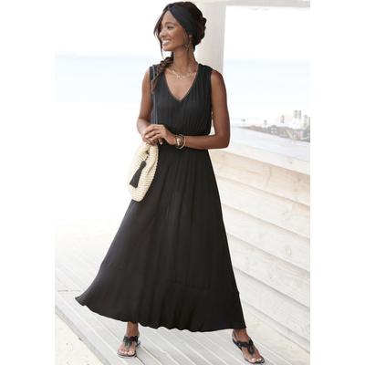 Maxikleid S.OLIVER, Damen, Gr. 34, N-Gr, schwarz, Cru00eape, Obermaterial: 100% Viskose, unifarben, modisch, figurumspielend knöchellang, V-Ausschnitt, ohne Ärmel, Kleider, aus gekreppter Viskose zum Binden im Nacken, Sommerkleid, Strandkleid,... Image