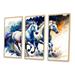 Union Rustic Dorell Herd Of Horses Running V - 3 Piece Print on Canvas Metal in Blue/Brown/White | 32 H x 48 W x 1 D in | Wayfair