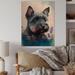 Red Barrel Studio® Cute Schnauzer Floral Art - Unframed Print on Wood Metal in Blue/Brown/Gray | 32 H x 16 W x 1 D in | Wayfair