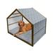 Moroccan Pet House Squares and Rectangles Oriental Compositions Floral Arrangement Geometric Outdoor & Indoor Portable Dog Kennel with Pillow and Cover 5 Sizes Blue Orange White by Ambesonne