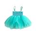Suanret Toddler Baby Girls Tulle Dress Casual Sleeveless A-Line Dress Party Princess Dress Summer Dress Teal 18-24 Months