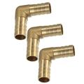 Unique Bargains 3 Pcs 14mm 0.55 Brass Car Barb Hose Fitting L Shape 2 Way Connector for Joiner Air Water Fuel Gas